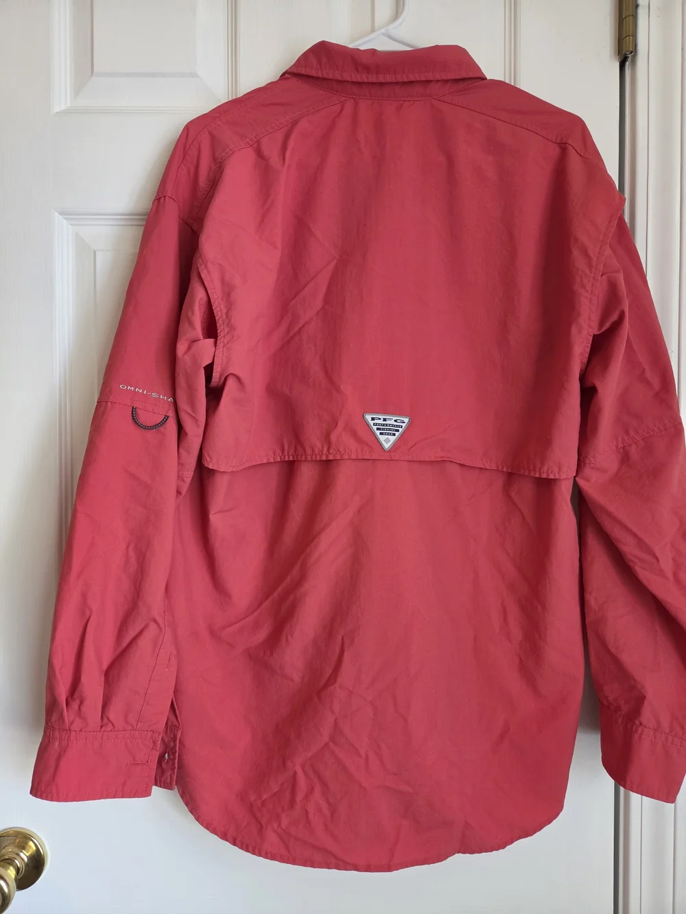 Columbia PFG Omni Shade Fishing Shirt Small Coral Pink Long Sleeve